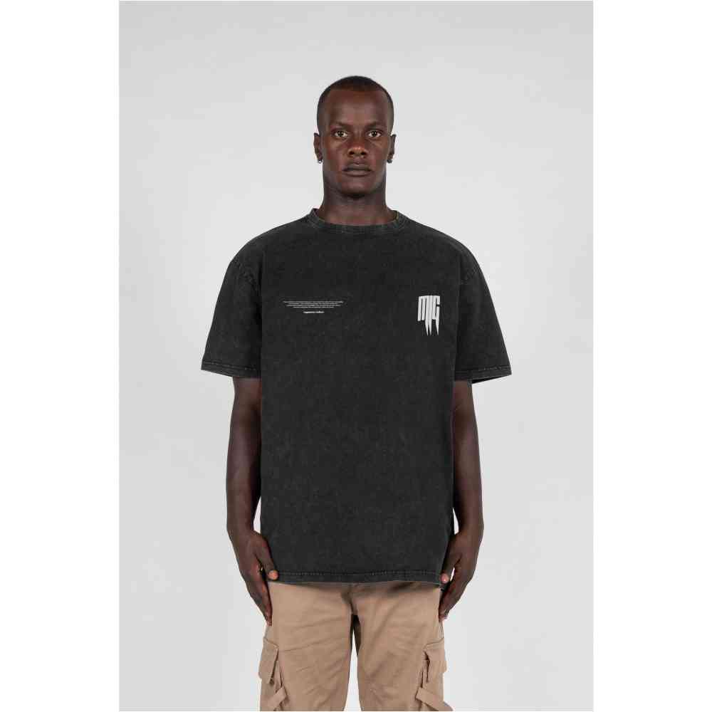 MJ GONZALES - Metamorphose V.2 Acid Washed Heavy Oversized Heren Tshirt - Zwart